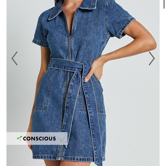 Showpo Blue Denim Dress with Zip Detail - Picture 3 of 3